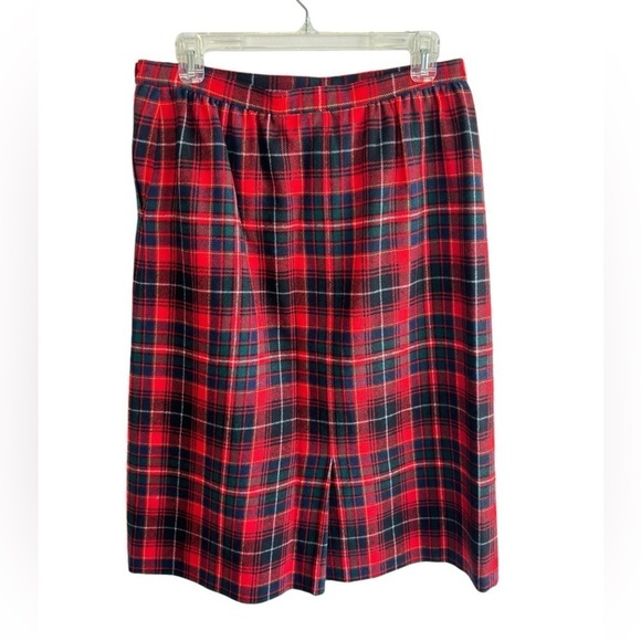 VTG Pendleton Skirt Tartan Plaid Wool Midi 14P Lined Pleaded Pockets Made in USA - Picture 2 of 13